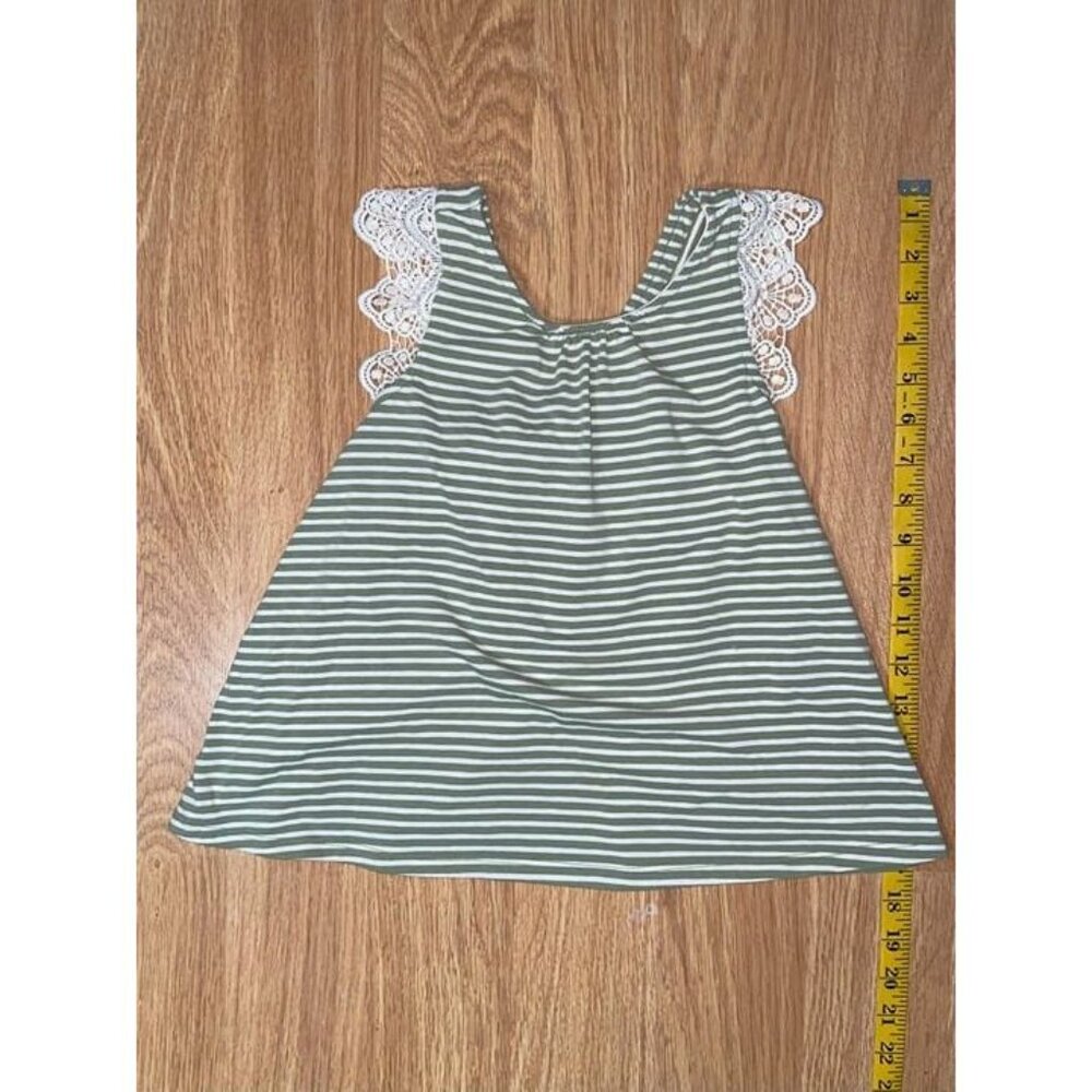 Wonder Nation Tank Top Striped Lace Casual Summer Green  Girl 6-6x Small S